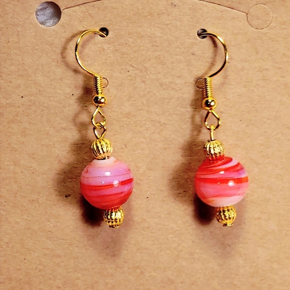 24752. Mars Orange Pierced Earrings - Picture 1 of 4